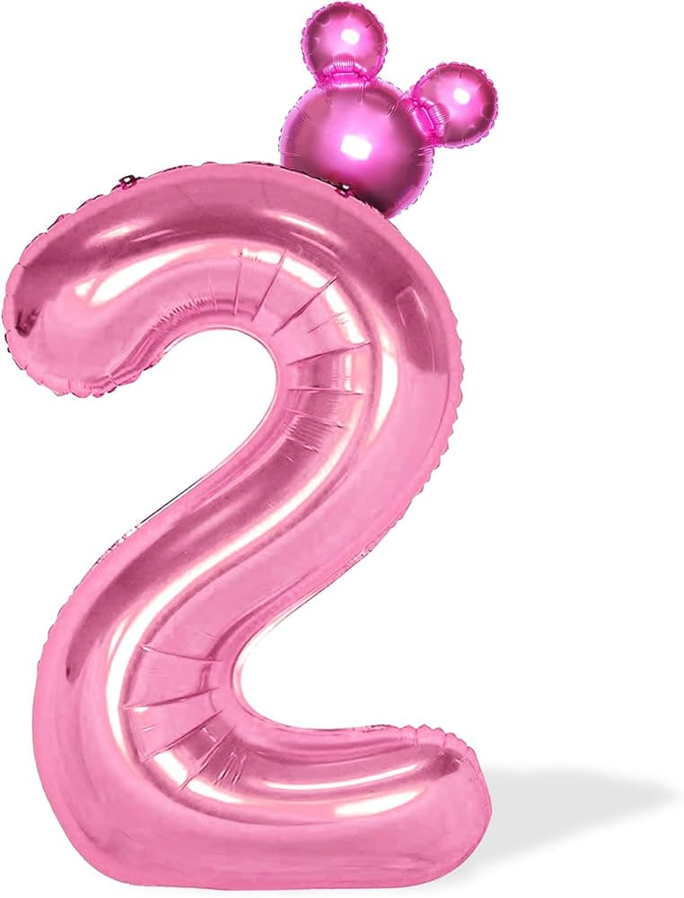 Cadeya Mouse Number 2 Birthday Balloons, 40”Pink Aluminum Foil Balloons for Mouse Clubhouse 2nd... | Amazon (US)