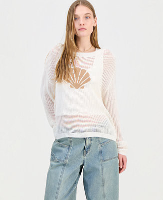 Ultra Flirt Juniors' Icon Open-Knit Sweater - Macy's | Macy's
