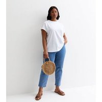 Curves White Cotton Crochet Trim T-Shirt New Look | New Look (UK)