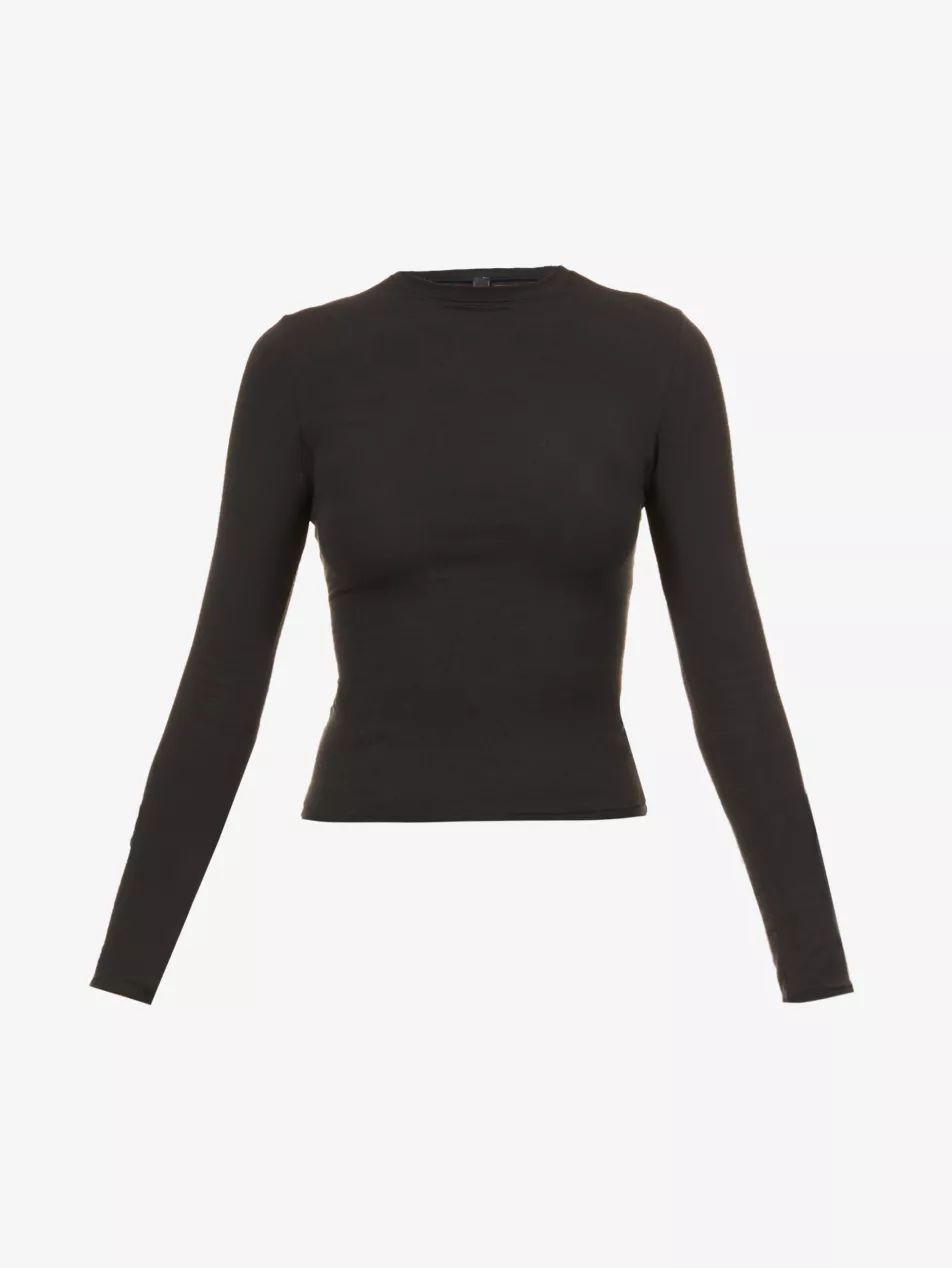 Round-neck long-sleeve stretch-cotton jersey top | Selfridges