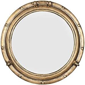 Creative Co-Op Distressed Metal Port Hole Reflective Framed Mirrors, Gold | Amazon (US)