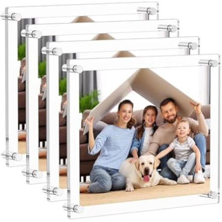 Meetu 11x14 Acrylic Picture Frames -Inner 10x12 Wall Mount Photo Frame Frameless Clear Floating Fram | Amazon (US)