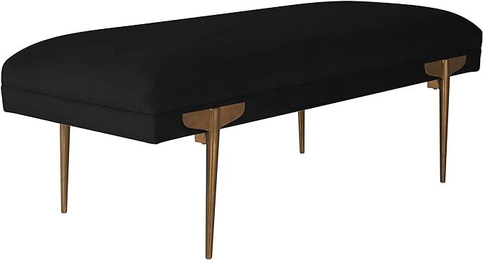 TOV Furniture Brno Glamorous Velvet Upholstered Accent Bench, 53.5"W Black | Amazon (US)