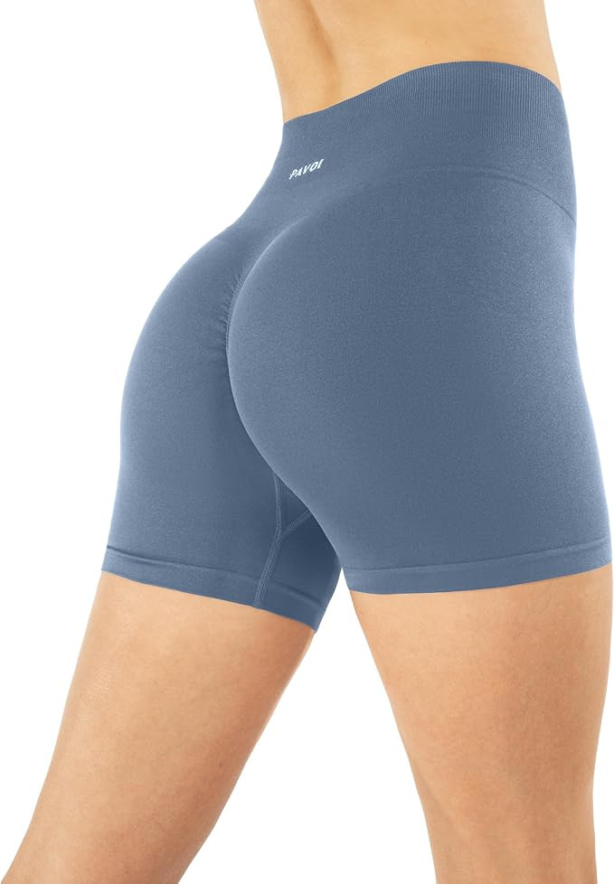 PAVOI ACTIVE Seamless Shorts | Sculpting Compression High Waisted 4.5" & 6" Scrunch Butt Ribbed S... | Amazon (US)
