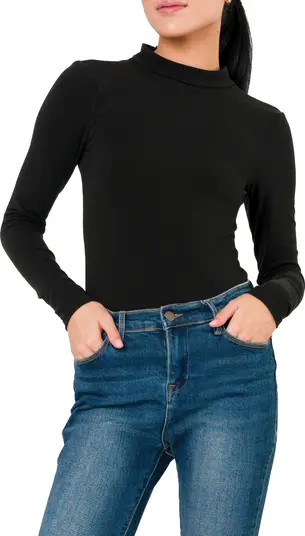 GIBSONLOOK Mock Neck Long Sleeve Thong Bodysuit | Nordstrom | Nordstrom
