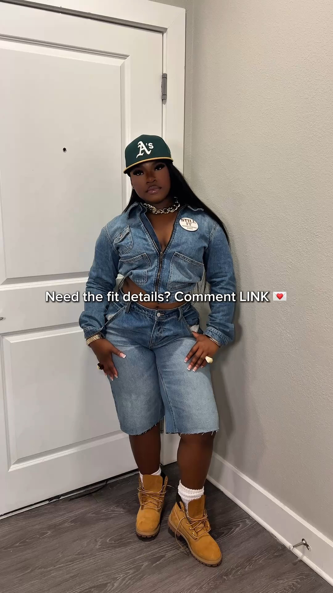 Tailgate fit check 🎓🔥
Denim top + Target jeans (cut into jorts ✂️), Timbs, and a little LV moment — simple but still gave fall streetwear energy 😮‍💨

Had to show y’all where everything’s from because this one ate effortlessly 💅🏾
Need the fit details? Comment LINK 👇🏾

#FallStreetwear #ExplorePage #OOTD #TargetStyle #DenimOnDenim #StreetStyle #PetiteCurvyFashion #TimberlandBoots #FallOutfitInspo #BlackGirlStyle #FashionCreator

#LTKFindsUnder100 #LTKStyleTip #LTKMidsize