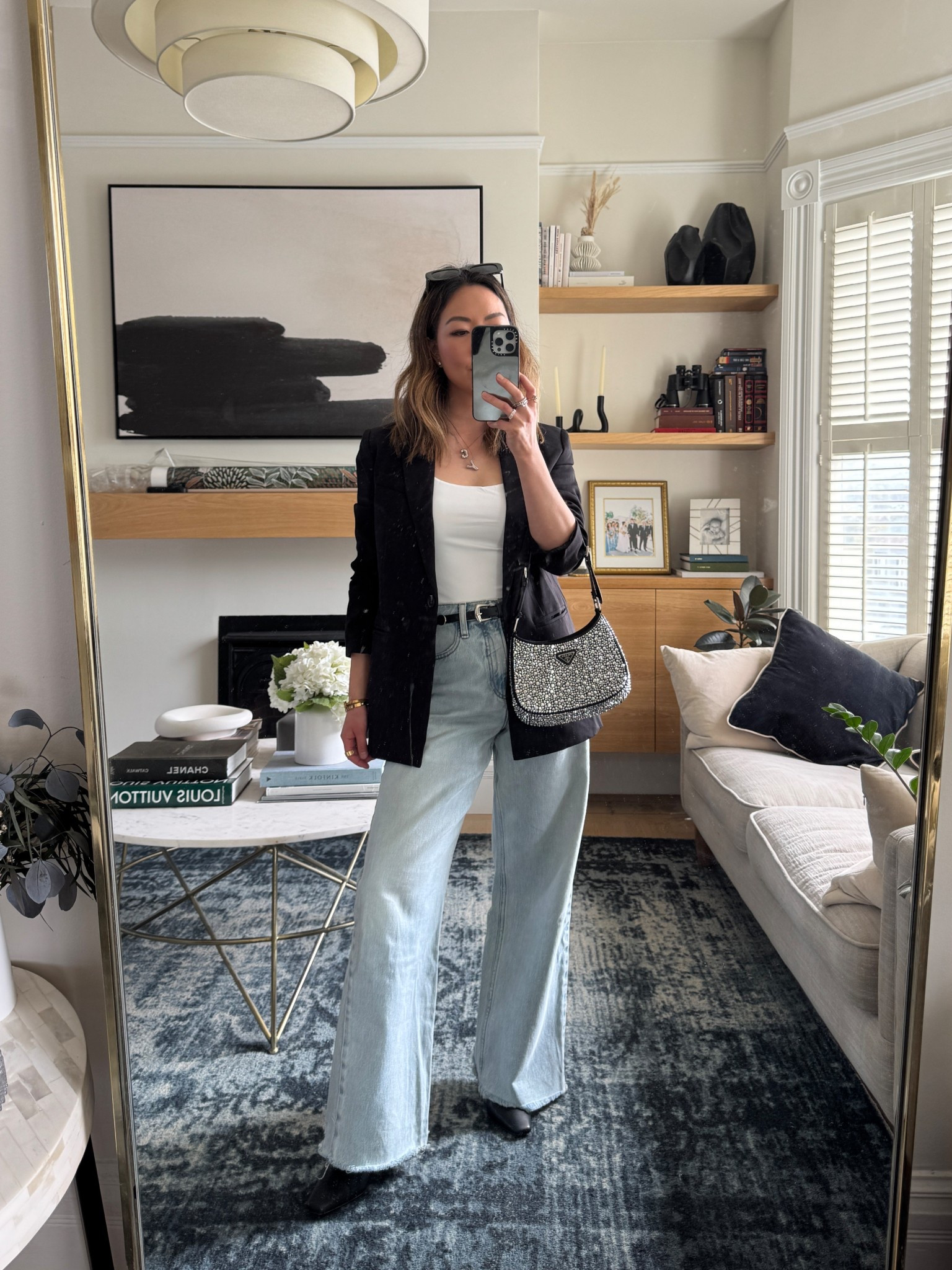 Wearing a size M in the jacket and size 26 in the denim  