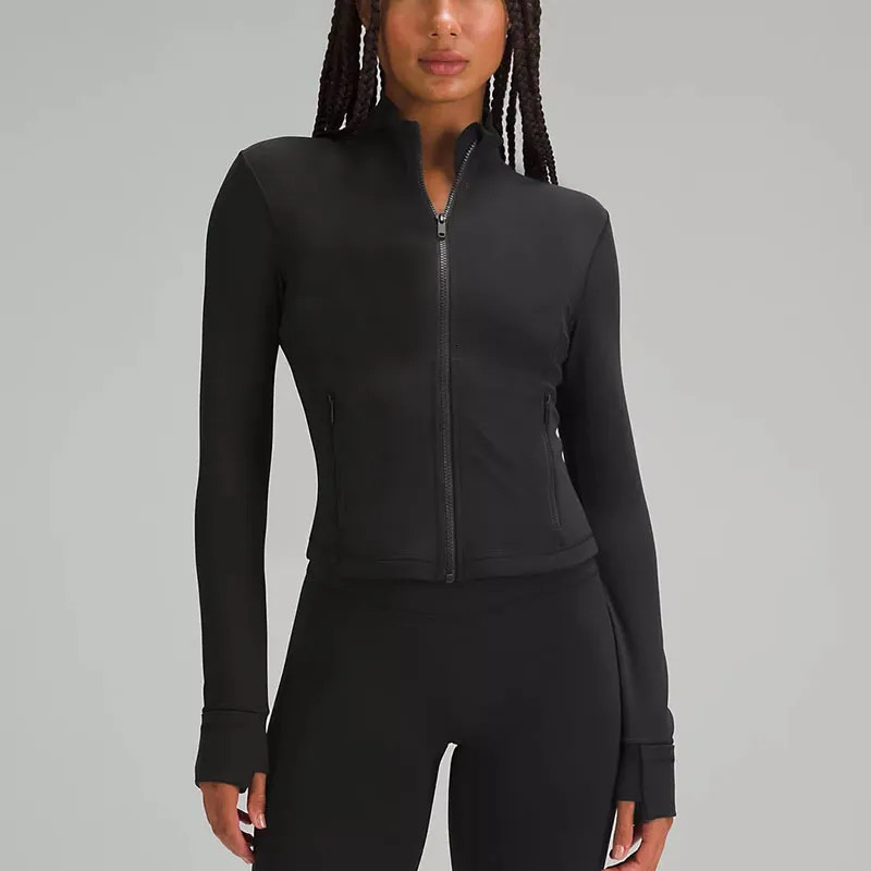 Save Big on Bulk Yoga Jacket Cropped Gold Zipper Yoga Jacket Stand Up Collar Yogo Clothes Long Sl... | DHGate