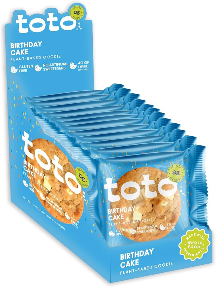 Toto Vegan Cookies, Birthday Cake Cookie, High Fiber Snacks, Gluten Free Cookies, Plant Based Sna... | Amazon (US)
