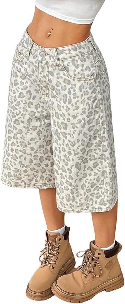 WDIRARA Women's Low Rise Baggy Denim Shorts Wide Leg Bermuda Jean Shorts | Amazon (US)