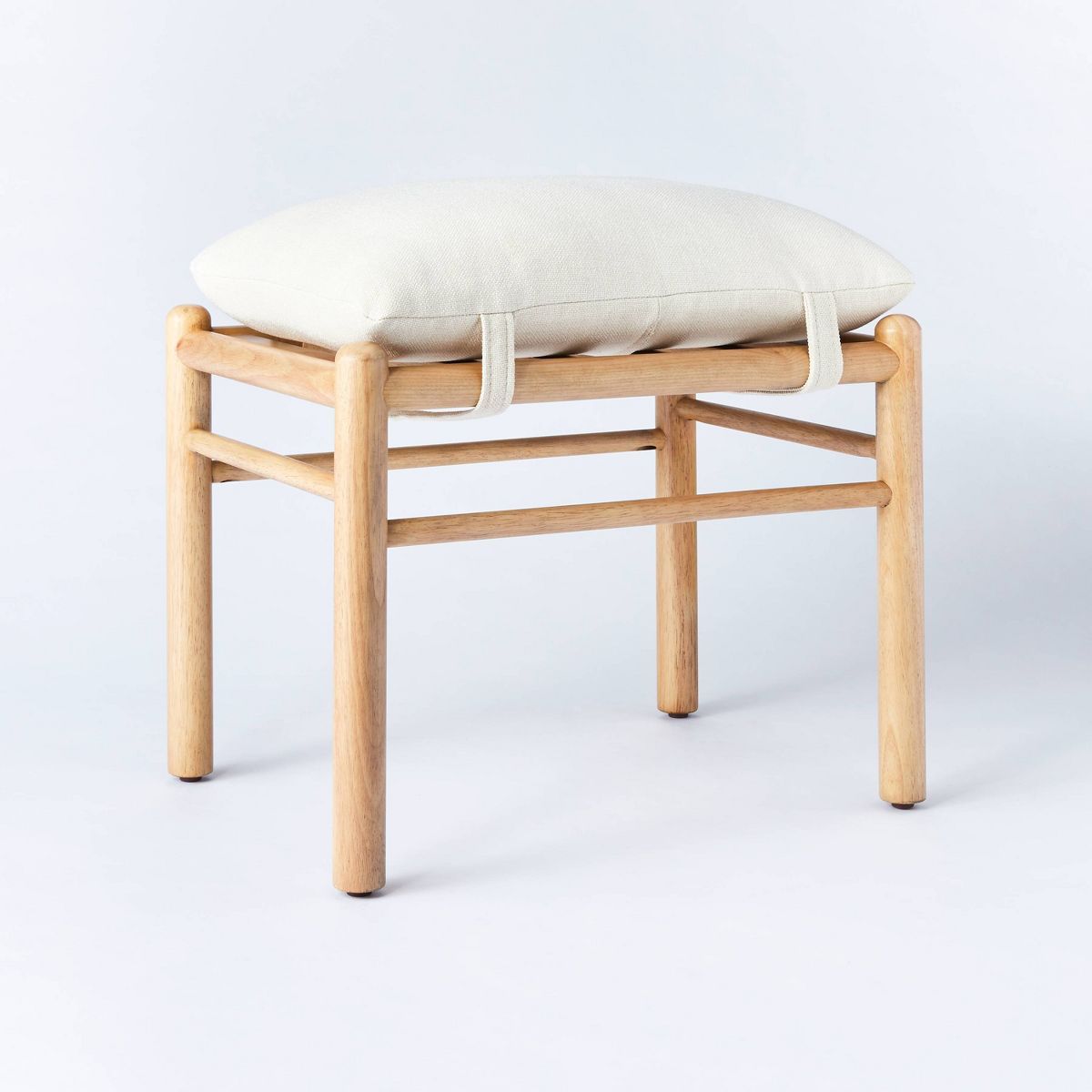 Emery Wood and Upholstered Ottoman with Straps Cream - Threshold™ designed with Studio McGee | Target