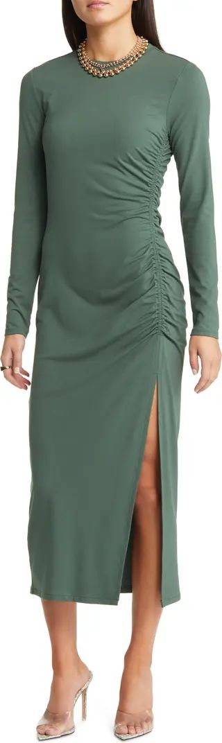 Open Edit Ruched Long Sleeve Midi Dress | Nordstrom | Nordstrom