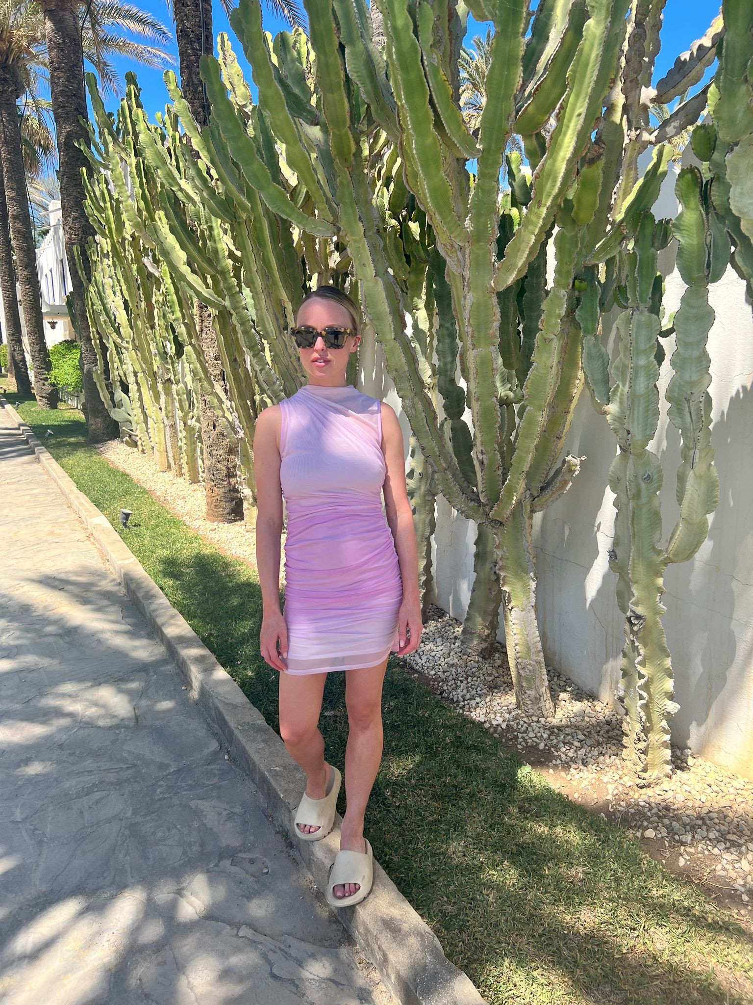 Holiday outfit inspo, pink mesh dress, spring outfit ideas, city break, mini dress, Yeezy slide, off-white sunglasses, beachwear, summer outfits 

#LTKfit #LTKeurope #LTKSeasonal