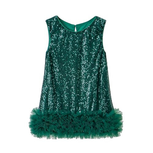 Tutu.kk Toddler Girls Sequin Dress A-Line Sparkly Sleeveless Wedding Party Gown Dresses for Girls Green 18-24 Months | Amazon (US)