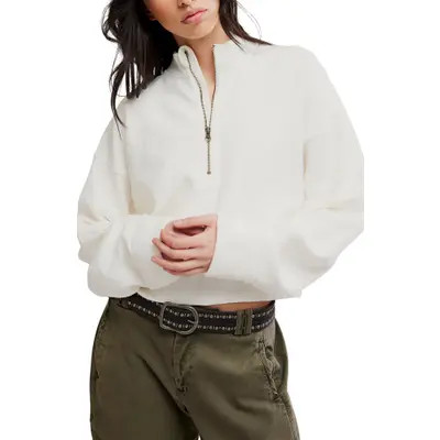 Free People Celeste Quarter-Zip Pullover in Mochachinno at Nordstrom, Size X-Small | Nordstrom