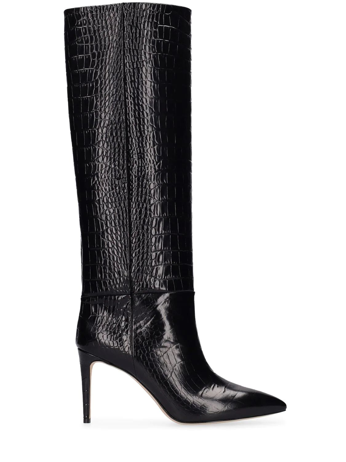 85mm Croc Embossed Leather Tall Boots | Luisaviaroma