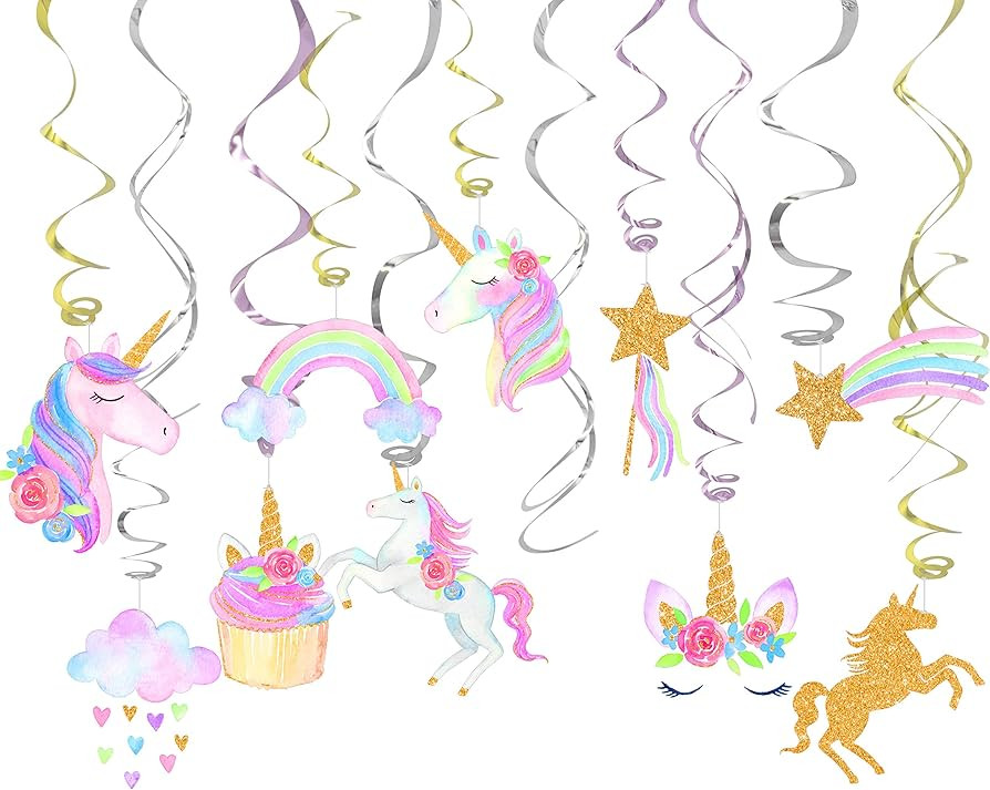 klmars 30 Ct Unicorn Hanging Swirl Decorations-Unicorn Party Decorations-Unicorn Birthday Party S... | Amazon (US)