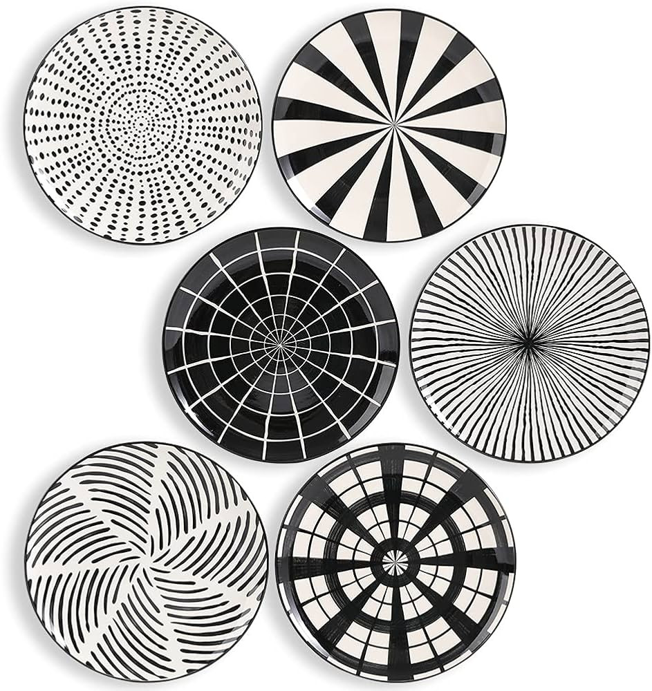 Black Plate Set 8 Inch - Salad Plates | Dessert Appetizer Plates - Porcelain Lunch Plates - Set o... | Amazon (CA)