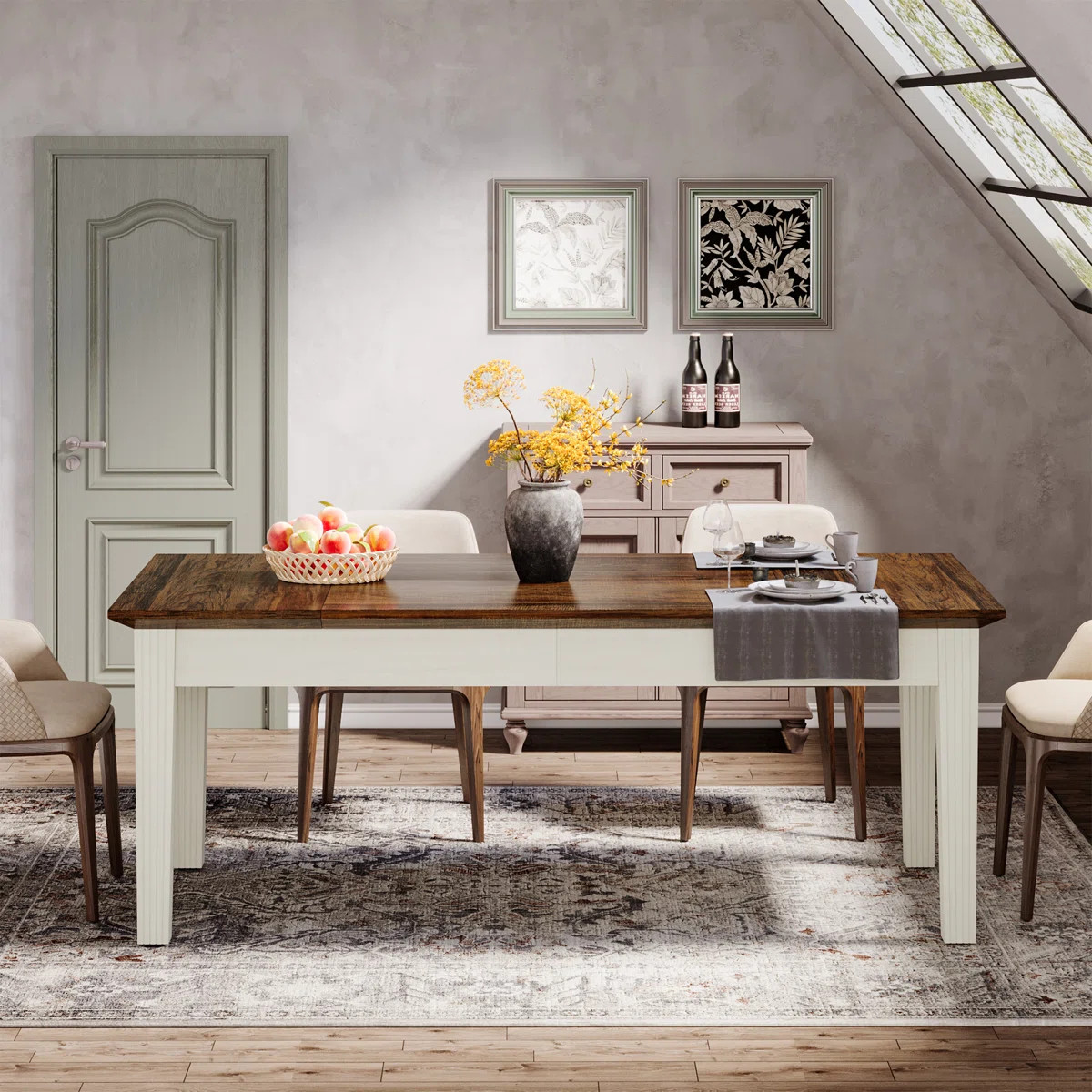 Dining Table For 4-6 People, 62-Inch Rectangular Kitchen Table With Solid Wood Legs | Wayfair North America