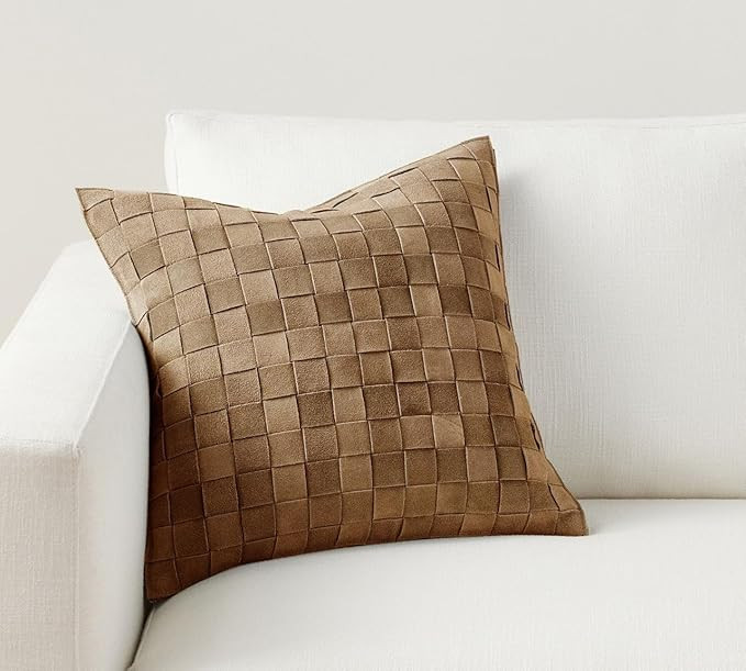 Genuine Lamb Leather Cushion Pillow Cover - Luxury Leather Pillow Case - Modern, Boho, Farmhouse ... | Amazon (US)