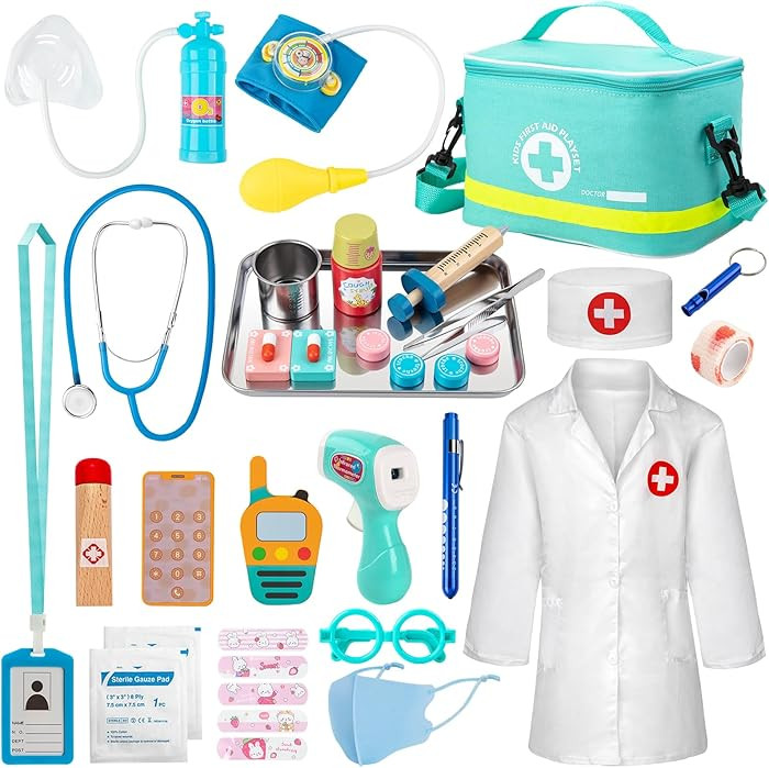 Sundaymot Doctor Kit for Kids, 34 Pcs Pretend Playset for Toddlers, Doctor kit for Toddlers 3-5, ... | Amazon (US)