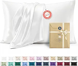 Bedsure King Size Satin Pillowcase Set of 2 - Pure White Silky Pillow Cases for Hair and Skin wit... | Amazon (US)