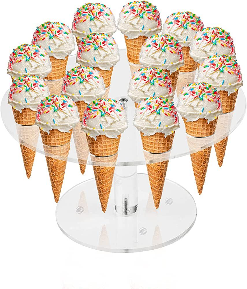 Ice Cream Cone Holder, Clear 16 Holes Food Stand,Acrylic Waffle Cone Display Stand,Hand Roll Sush... | Amazon (US)