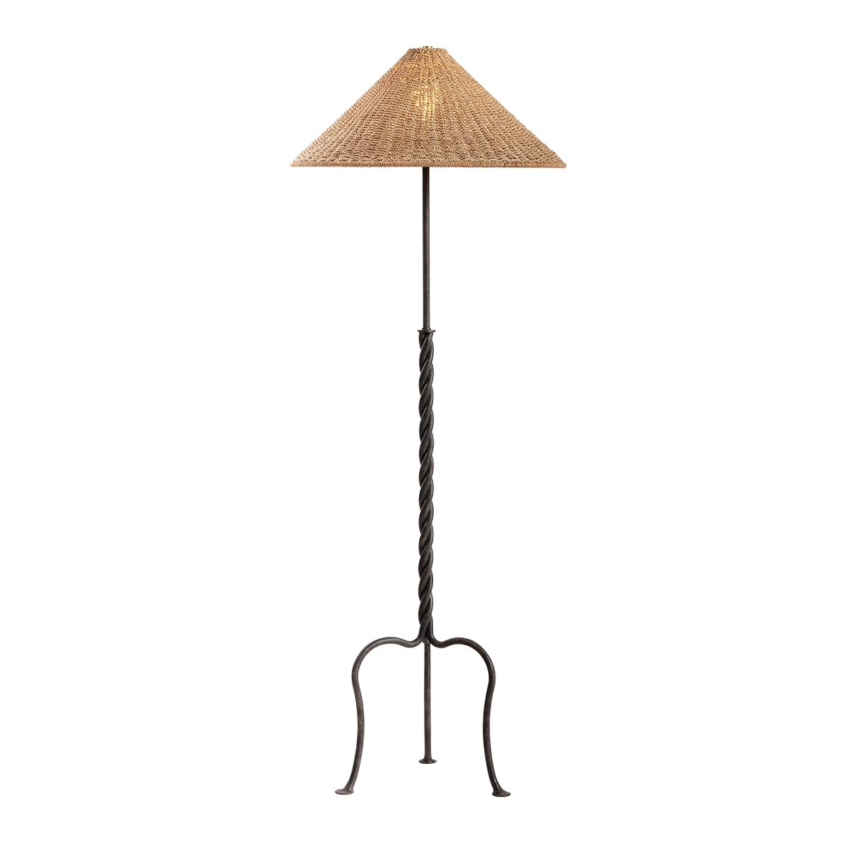 Troy Lighting Francisco Floor Lamp | French Iron Finish | Twisted Stem Tripod Base | Woven Natura... | Amazon (US)