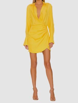 $590 Gauge81 Womens Yellow Silk Pleated Collared Long Sleeve Shirt Dress Size XS  | eBay | eBay US
