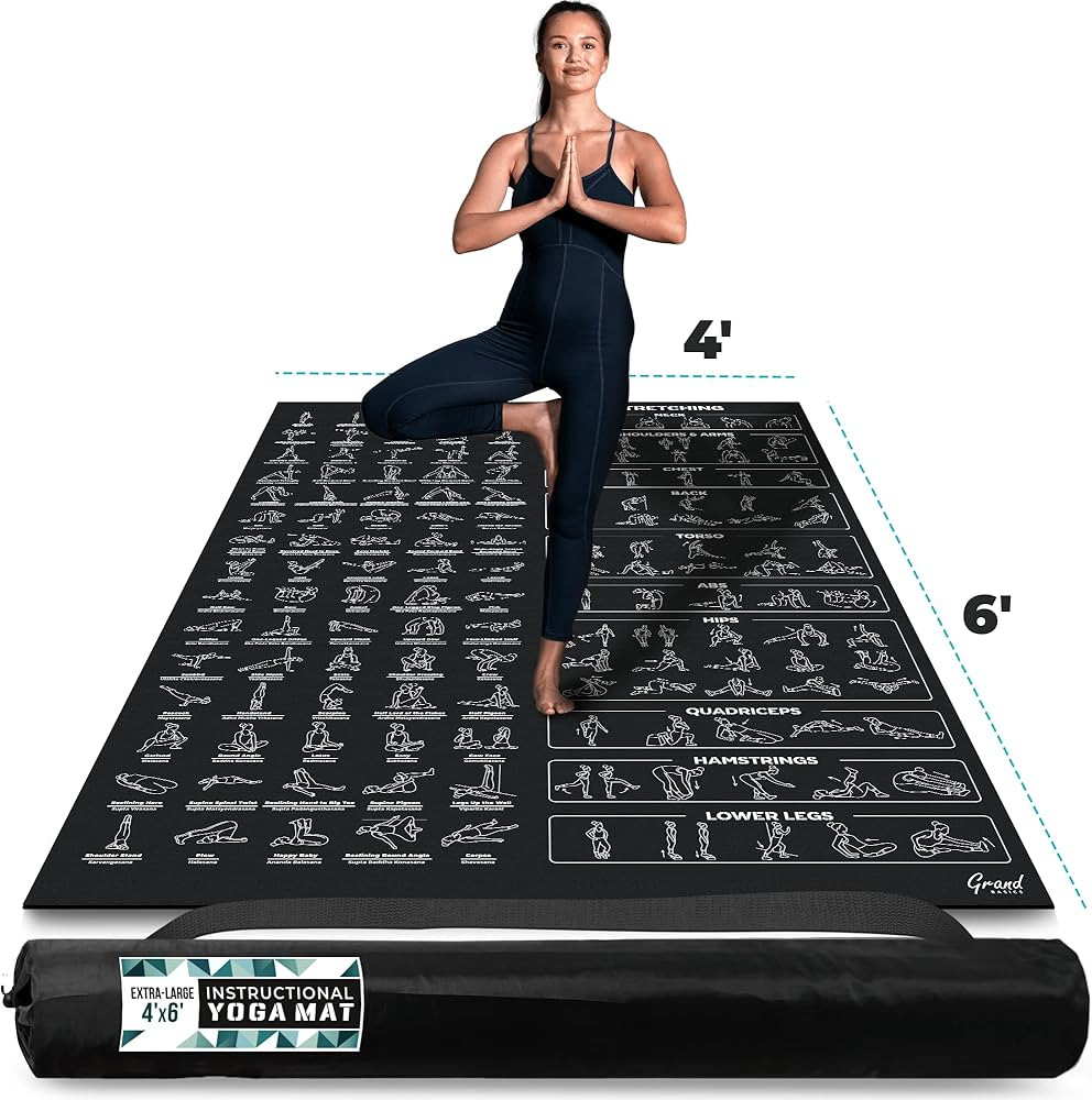 Extra-Large Instructional Yoga Mat with Poses Printed On It - 3X Bigger & 2X Wider than Regular W... | Amazon (US)