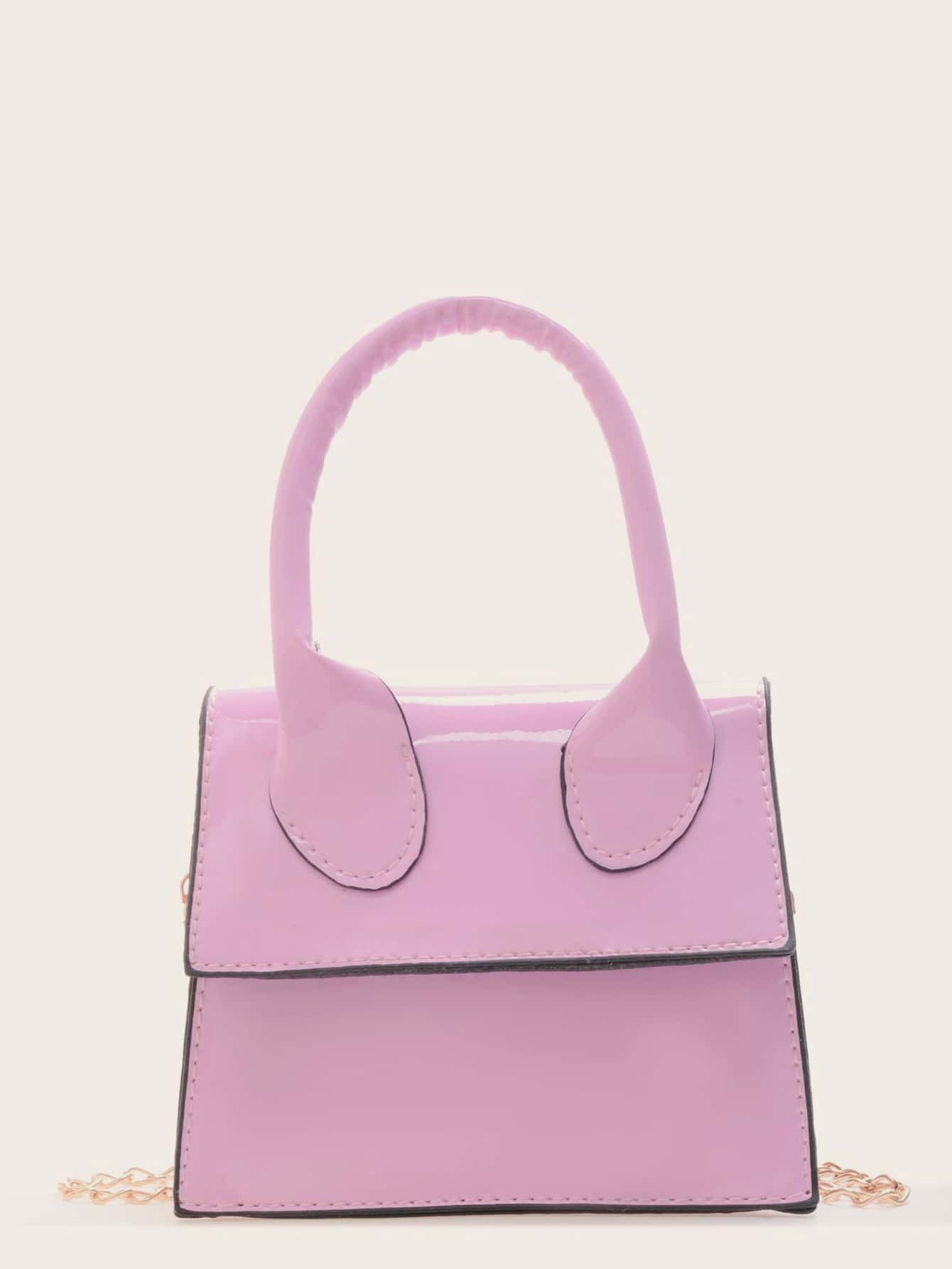 Mini Patent Flap Satchel Bag | SHEIN