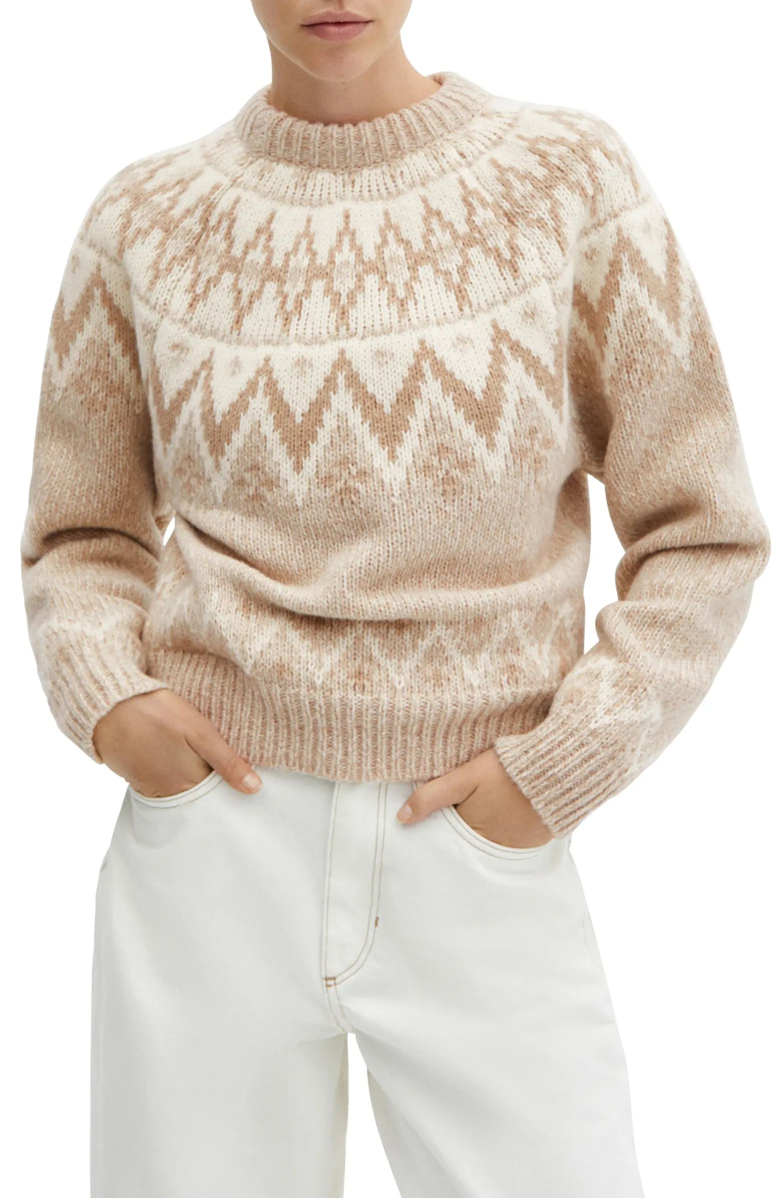 MANGO Fair Isle Crewneck Sweater | Nordstrom | Nordstrom
