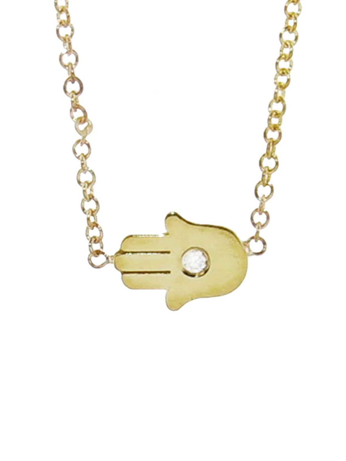 Mini Hamsa Diamond Yellow Gold Necklace | YLANG 23