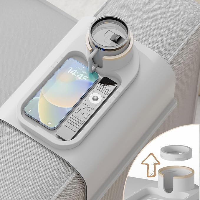 Couch Cup Holder Tray for 8 inch Sofa Arm,Silicone Couch Drink Holder-Flexible Couch Caddy for Ph... | Amazon (US)