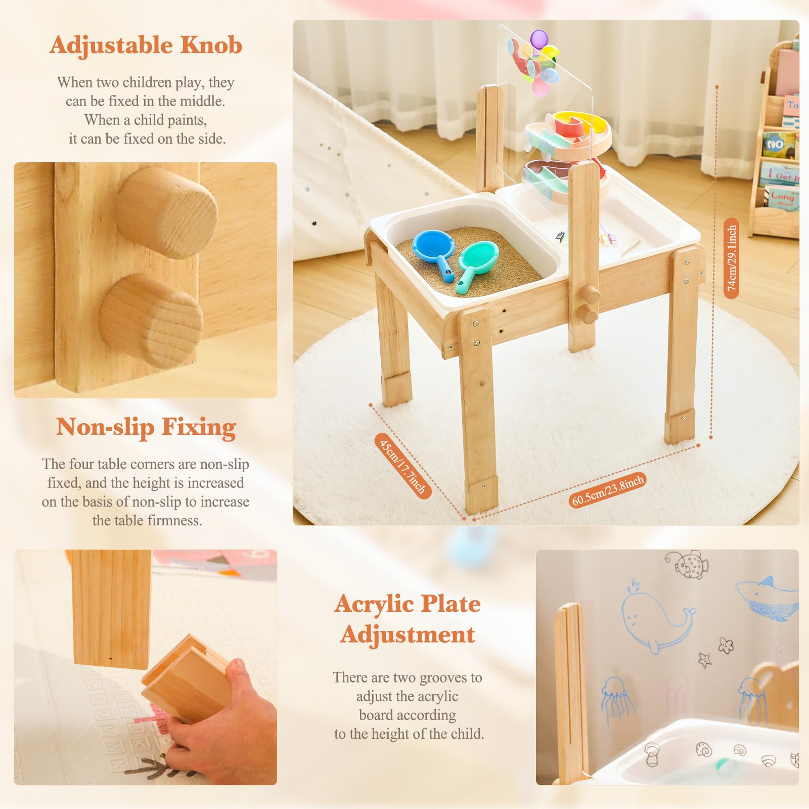 bopoobo Sand and Water Table for Toddlers, 4 in 1 Kids Wooden Sensory Activity Table with 2 Stora... | Amazon (US)