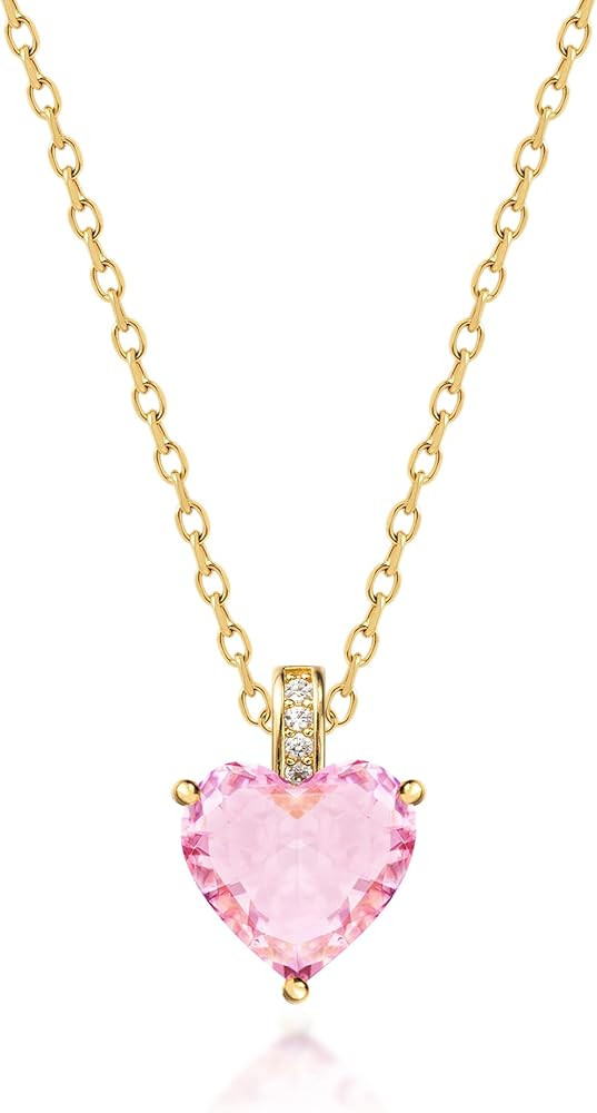 Genuine Birthstone Necklace for Women, Heart Love Necklace, Birthday Gifts for Her | Amazon (US)