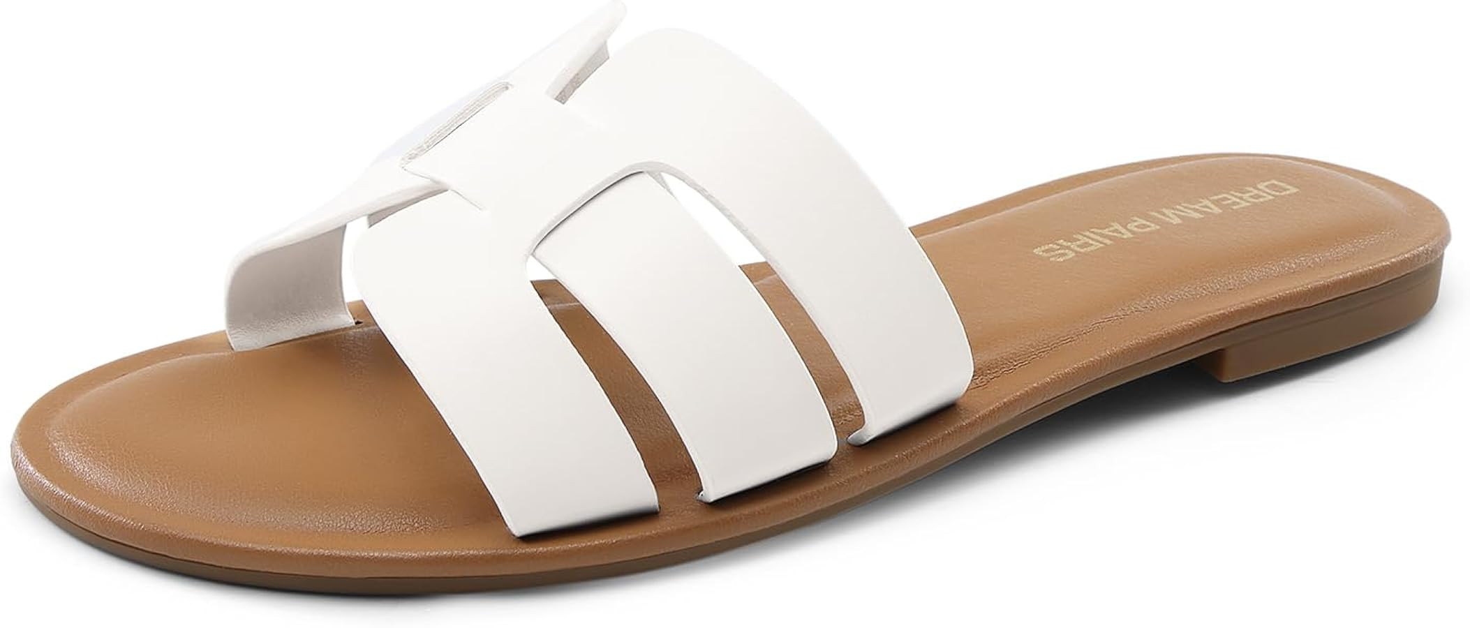 DREAM PAIRS Women's Dressy Slide Sandals Slip-on Open Round Toe Flat Sandals Fashion Casual Comfo... | Amazon (US)