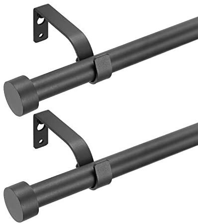 2-Pack Curtain Rod Matte Black for Windows,3/4 Inches Diameter Drapery Rod with Premium Aluminum ... | Amazon (US)