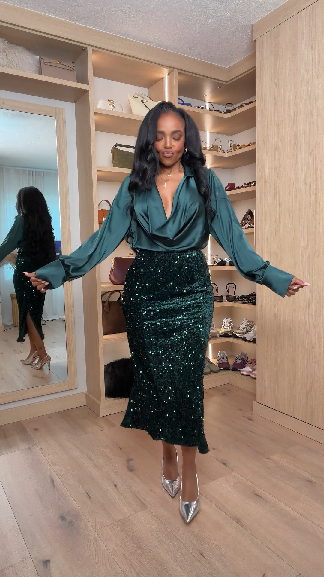 Holiday party looks you can count on — luxe textures, bold colors, and silhouettes that make a statement without trying too hard. From a sequin moment to a structured power suit, these picks are perfect for every festive event this season.

Ideal for holiday parties, winter celebrations, and night-out dinners.

📏 Sizing:  
Top/Skirt (@amazonfashion): Small  
Red Suit (@express): 0 / XS  
White Pants (@whbm): 0 | Lace Top: XS  

This roundup mixes velvet, sequins, tailored pants, and bold suiting for elevated holiday style. Metallic heels, clean lines, and polished accessories support every look beautifully.

Follow me on Instagram and YouTube @kirasfashionfinds

#LTKdayinmylife #LTKgrwm #LTKHoliday