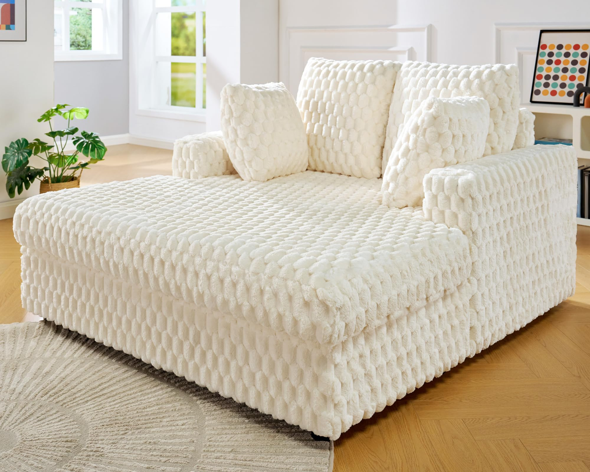 VanAcc 53 Inch Chaise Lounge Indoor, Upholstered Sofa Bed with Throw Pillows and Armrests, Sleepe... | Amazon (US)