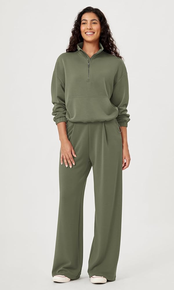 ODODOS Women's Modal Soft Cinchable Sweatshirts Half Zipper Funnel Neck Oversize Pullover with Po... | Amazon (US)