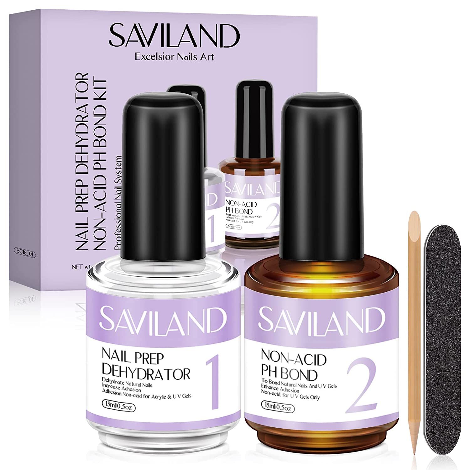 Saviland Nail Dehydrator and Non-acid PH Bond Set - Nail Prep Dehydrate and Acid-free PH Bond, Fa... | Amazon (US)