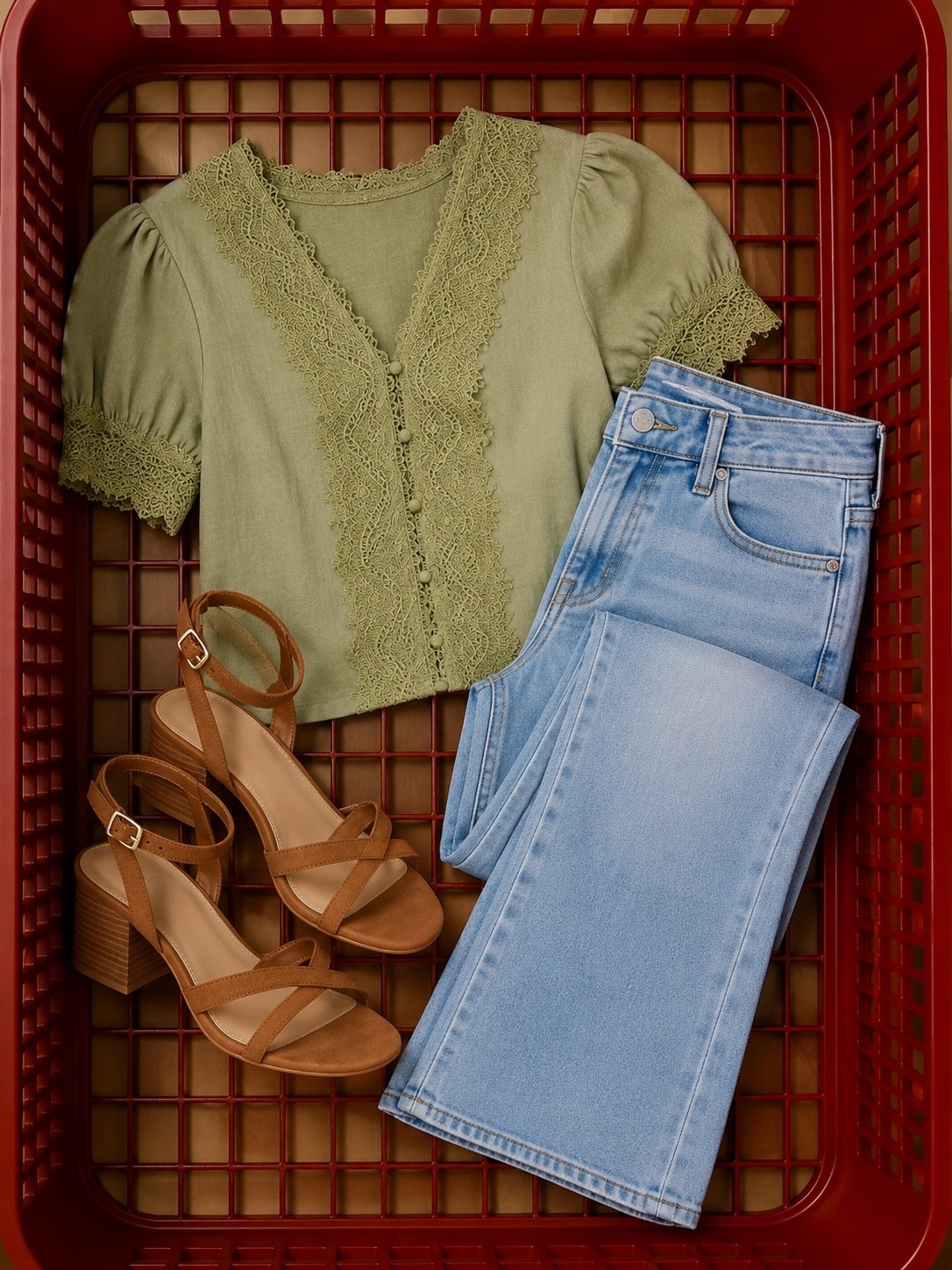 Target Summer Outfit Idea Green Lace Button Down Top, Wide Leg Denim Jeans, & Brown heel sandals @Target #target #targetstyle #targetfashion #newattarget #summertips #widelegjeans #brownheels #summeroutfitideas

#LTKgrwm #LTKootd #LTKdayinmylife