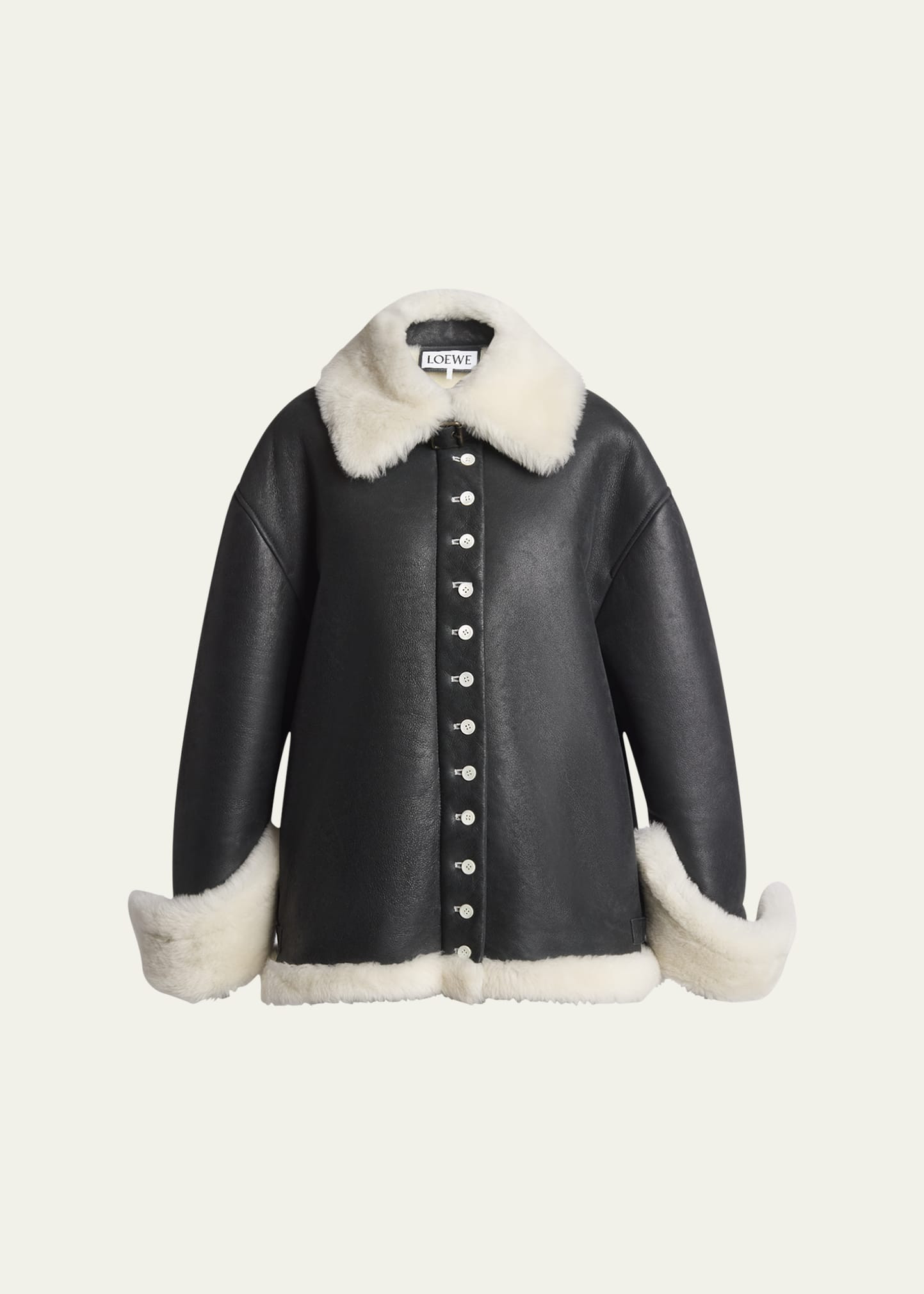 Loewe Leather Button-Front Jacket with Shearling Lining | Bergdorf Goodman
