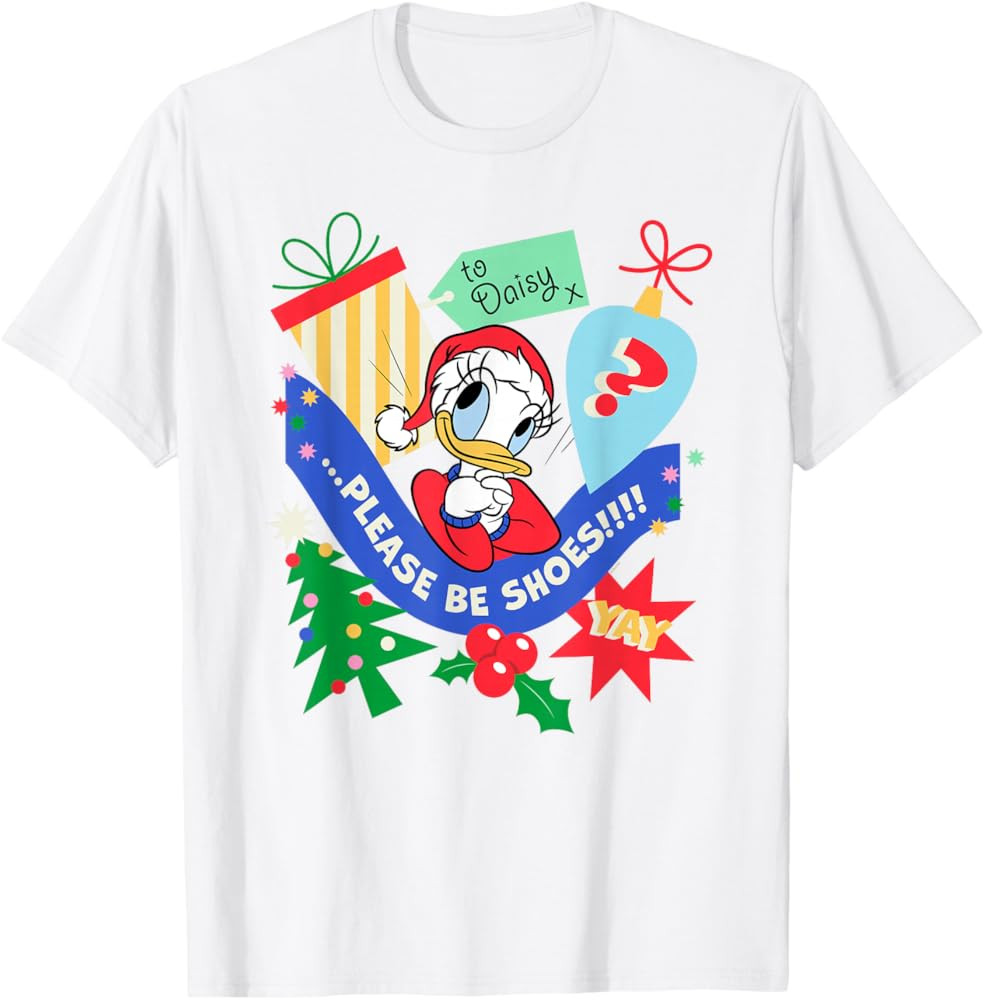 Disney Daisy Duck Christmas Holiday Please Be Shoes T-Shirt | Amazon (US)