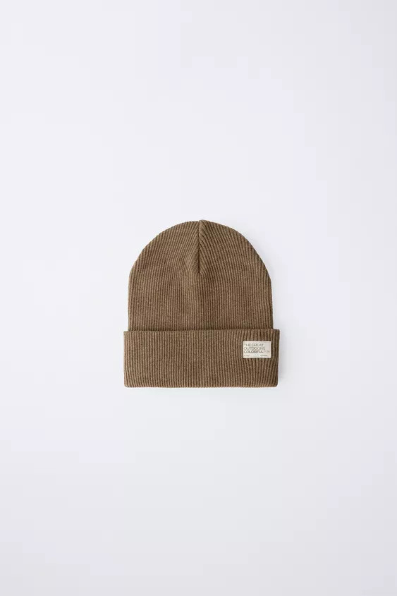RIBBED KNIT BEANIE WITH LABEL | Zara UK