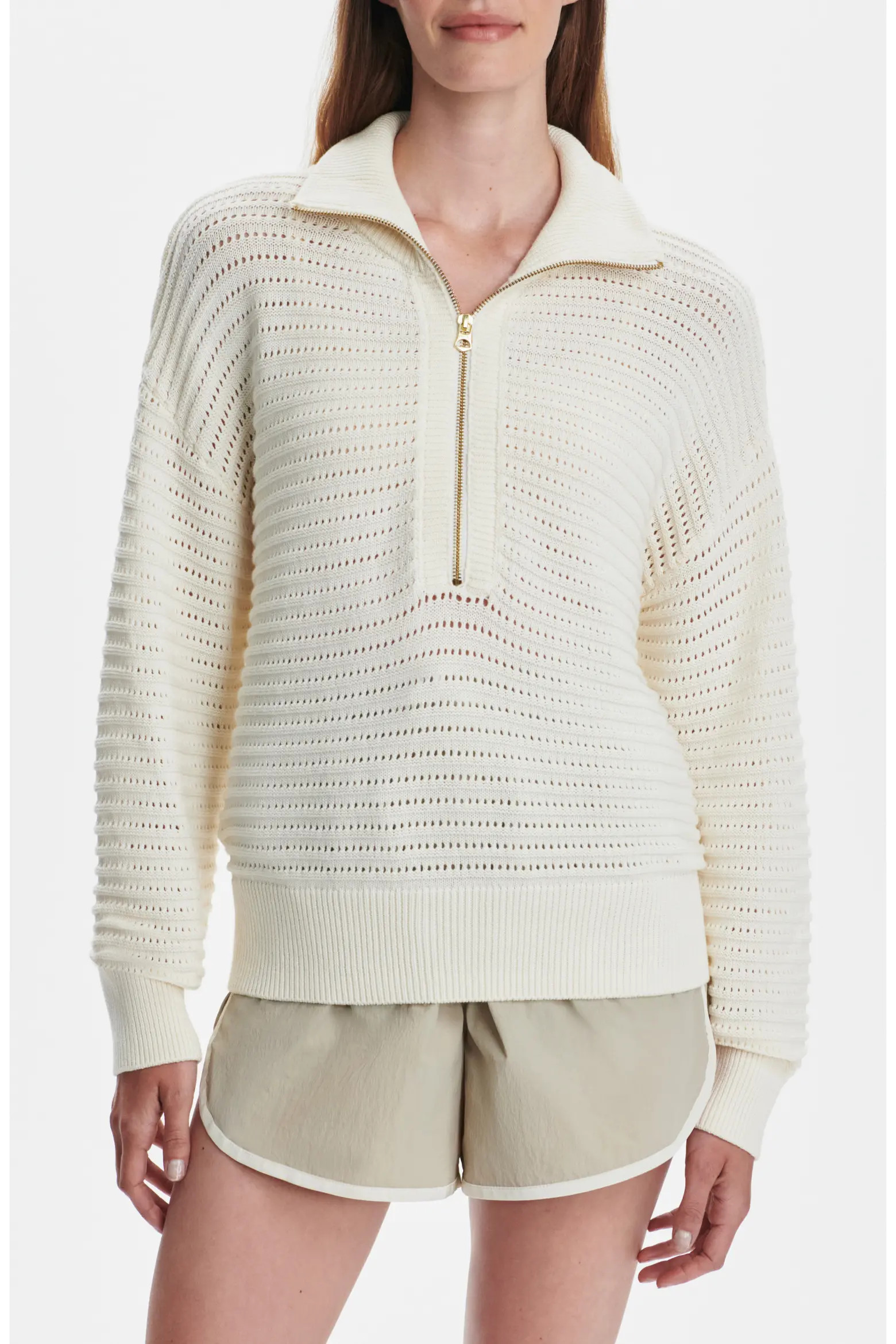 Tara Pointelle Half Zip Sweater (Women) | Nordstrom | Nordstrom