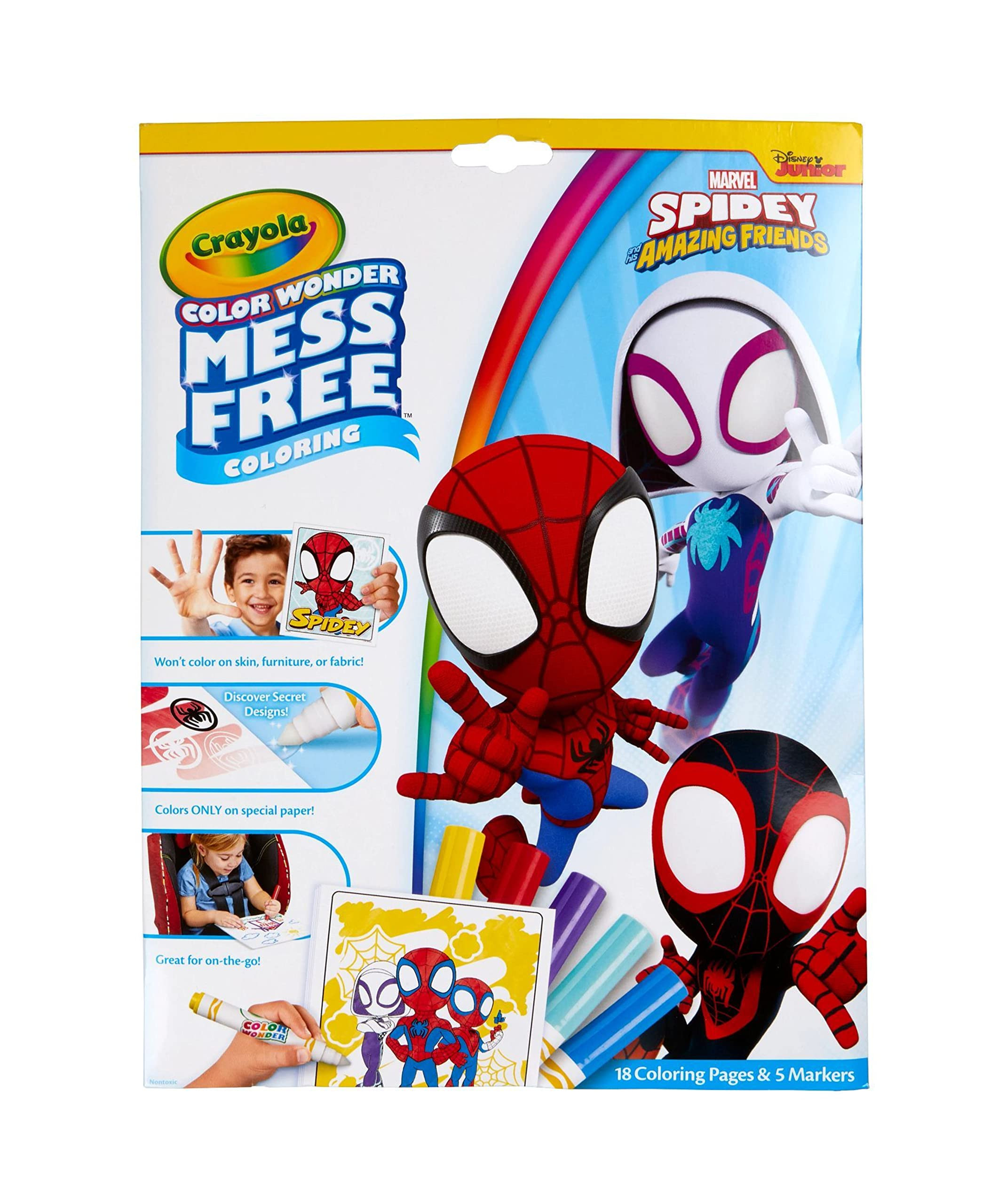 Crayola Spiderman Color Wonder Coloring Set, 18 Spiderman Mess Free Coloring Pages for Toddlers, ... | Amazon (US)