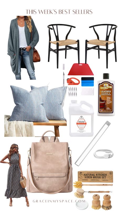 This week's best sellers includes a cozy oversized sweater, beautiful flowy dress, DIY tools, leather cleaner and granite sealer. Plus, my favorite motion sensor lights and some cute home accessories! #amazon #amazonhome

#LTKunder50 #LTKunder100 #LTKhome