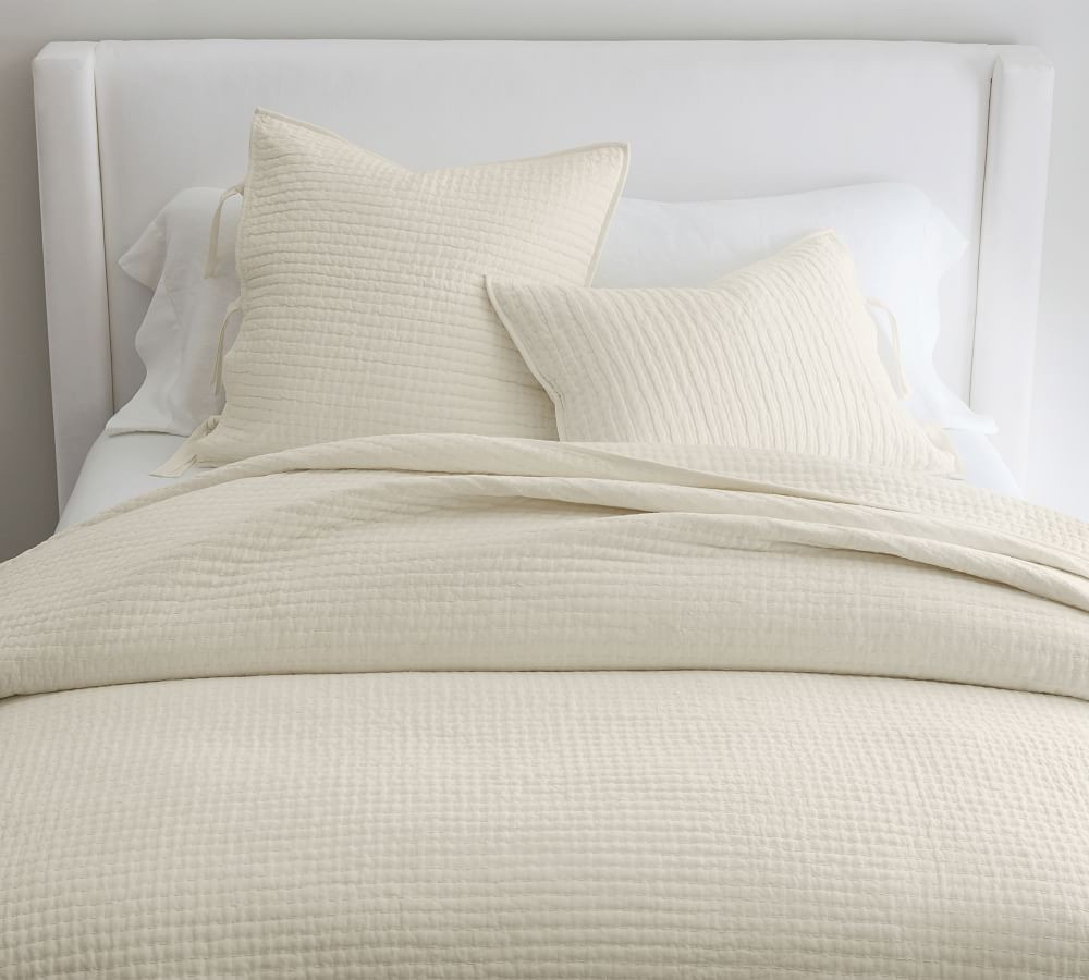 Pick-Stitch Handcrafted Cotton/Linen Quilt | Pottery Barn (US)